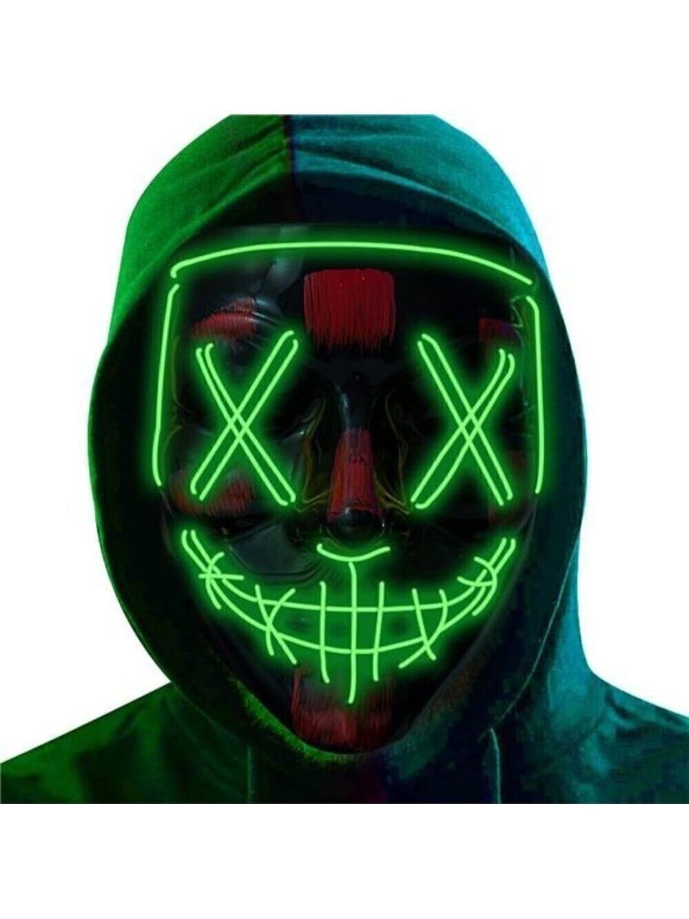 GREEN Halloween Mask LED Light Festival Cosplay Costume Masquerade Parties NEW